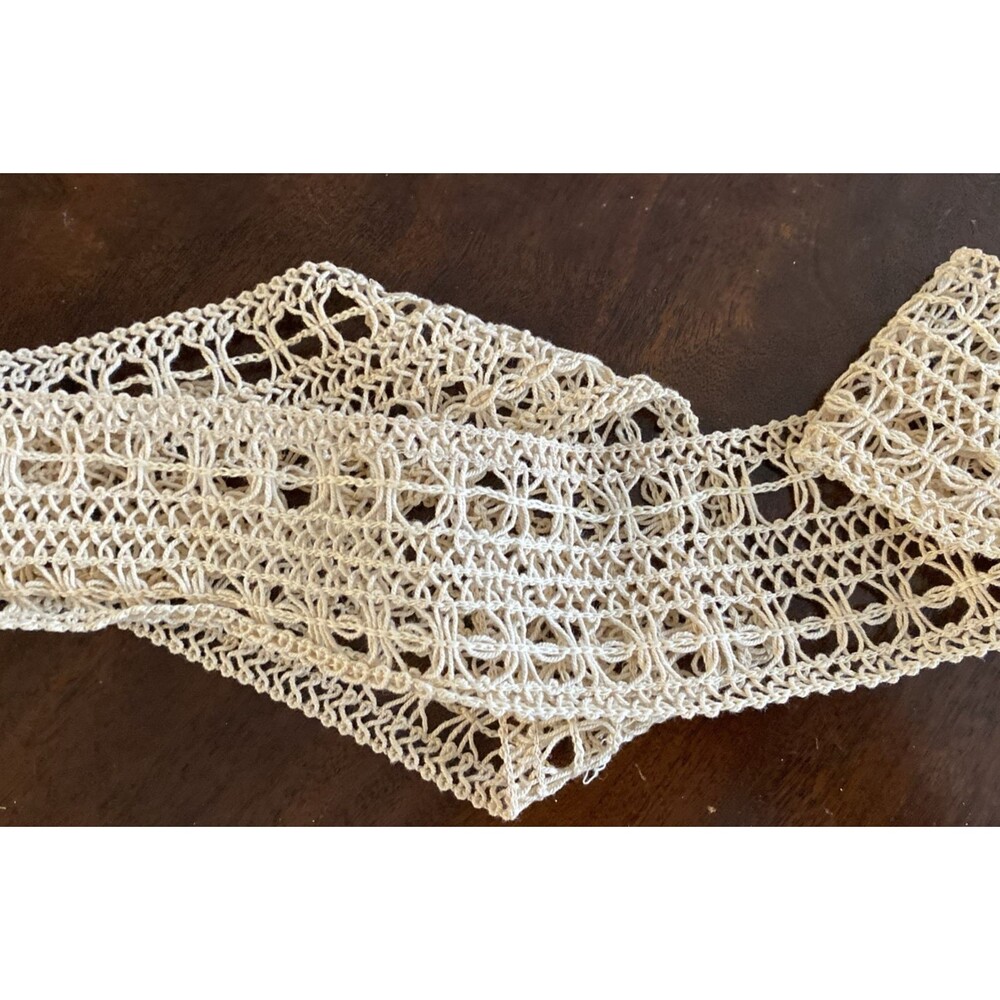 Vintage Crochet Cotton Trim 2.5” Wide 6 yds long Off-White Beige Boho Style